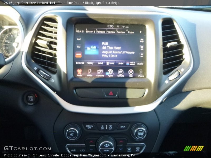 True Blue Pearl / Black/Light Frost Beige 2016 Jeep Cherokee Limited 4x4