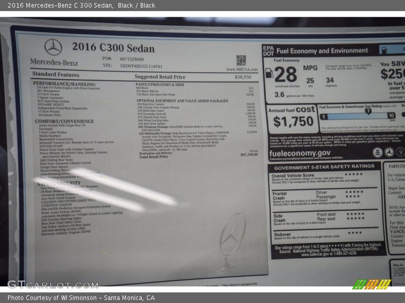 Black / Black 2016 Mercedes-Benz C 300 Sedan