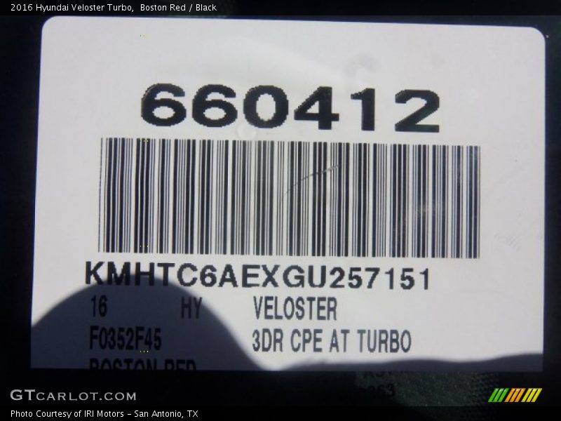 Boston Red / Black 2016 Hyundai Veloster Turbo