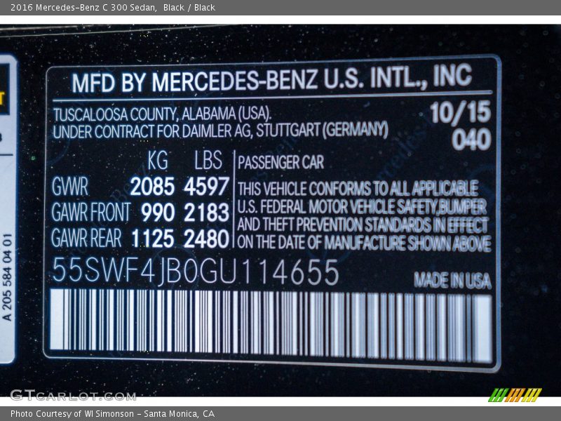 Black / Black 2016 Mercedes-Benz C 300 Sedan
