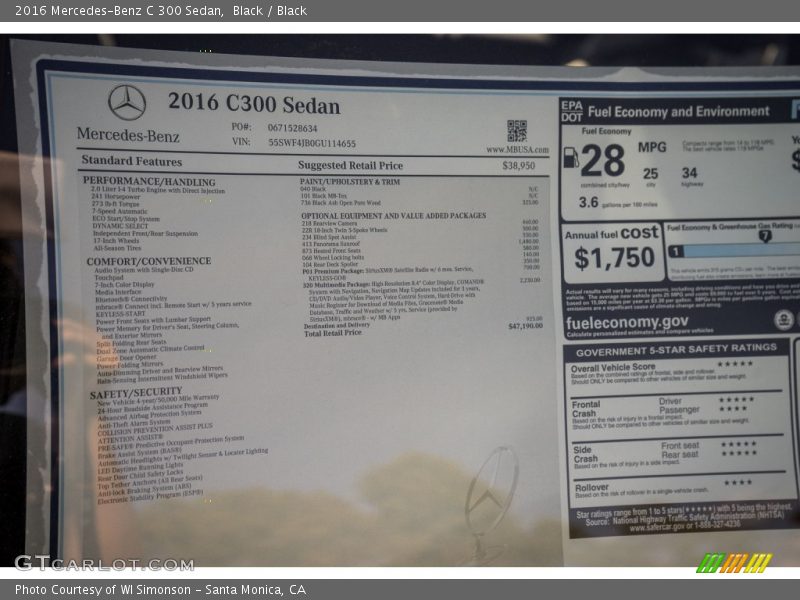 Black / Black 2016 Mercedes-Benz C 300 Sedan