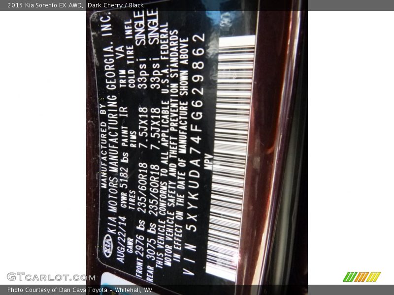 Dark Cherry / Black 2015 Kia Sorento EX AWD