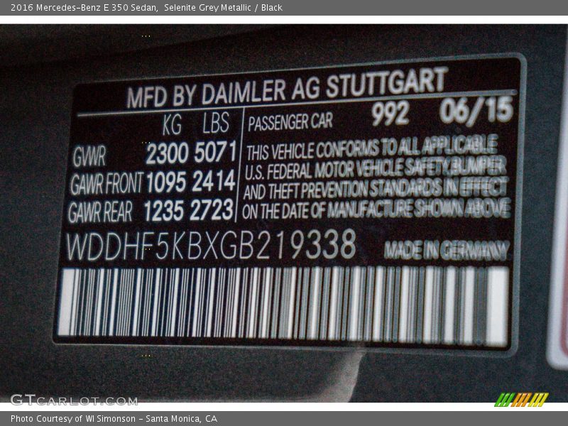 Selenite Grey Metallic / Black 2016 Mercedes-Benz E 350 Sedan