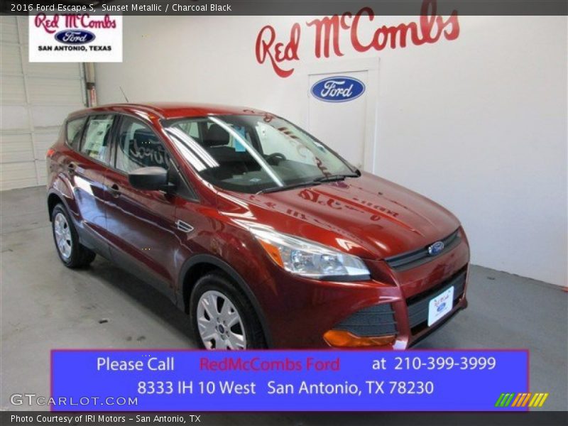 Sunset Metallic / Charcoal Black 2016 Ford Escape S