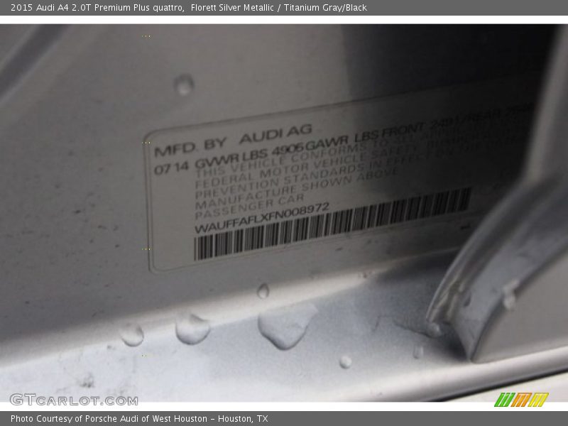 Florett Silver Metallic / Titanium Gray/Black 2015 Audi A4 2.0T Premium Plus quattro
