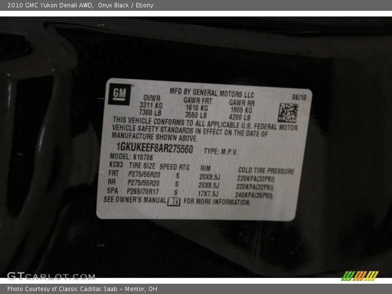 Onyx Black / Ebony 2010 GMC Yukon Denali AWD