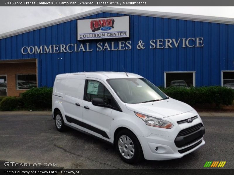 Frozen White / Medium Stone 2016 Ford Transit Connect XLT Cargo Van Extended