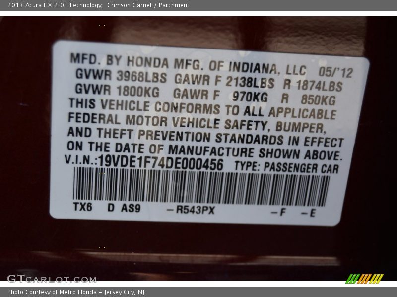 Crimson Garnet / Parchment 2013 Acura ILX 2.0L Technology