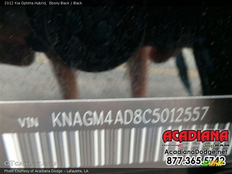 Ebony Black / Black 2012 Kia Optima Hybrid