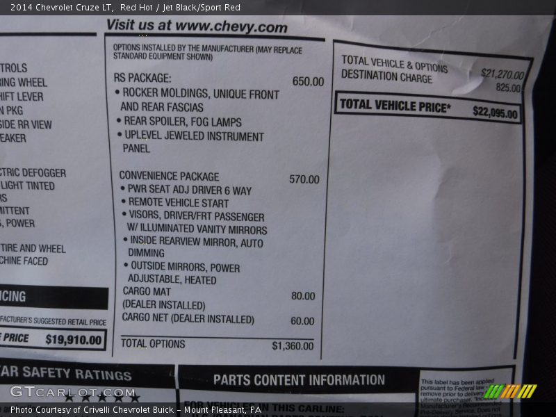 Red Hot / Jet Black/Sport Red 2014 Chevrolet Cruze LT