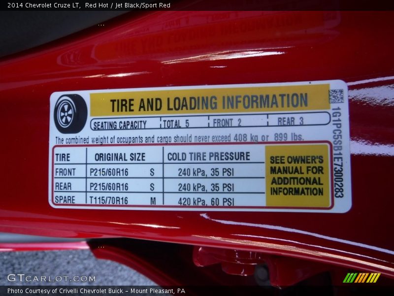 Red Hot / Jet Black/Sport Red 2014 Chevrolet Cruze LT