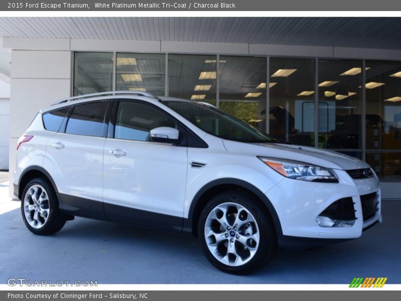 White Platinum Metallic Tri-Coat / Charcoal Black 2015 Ford Escape Titanium