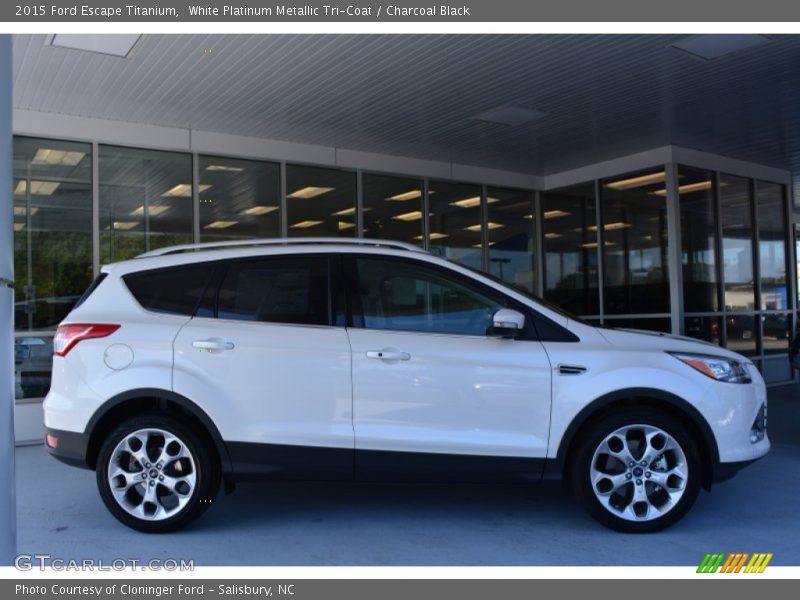 White Platinum Metallic Tri-Coat / Charcoal Black 2015 Ford Escape Titanium