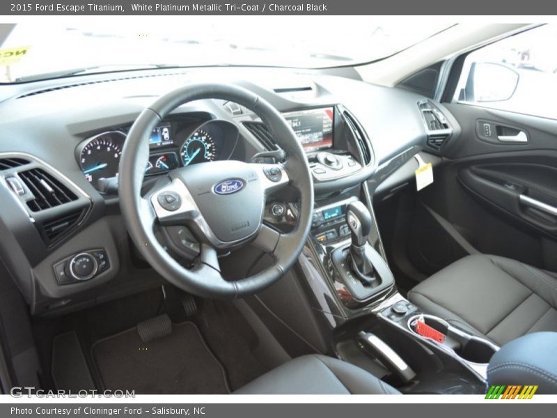 White Platinum Metallic Tri-Coat / Charcoal Black 2015 Ford Escape Titanium
