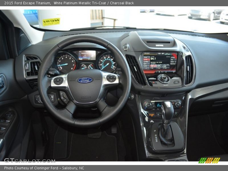 White Platinum Metallic Tri-Coat / Charcoal Black 2015 Ford Escape Titanium