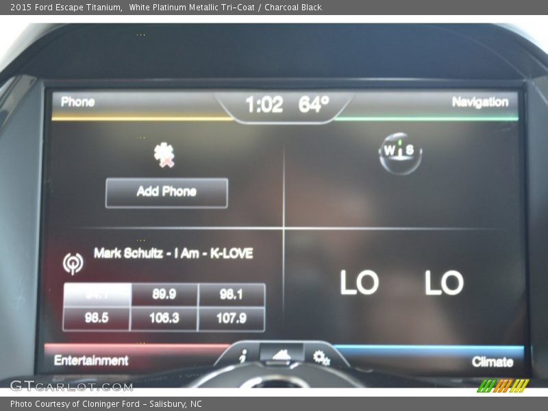 White Platinum Metallic Tri-Coat / Charcoal Black 2015 Ford Escape Titanium