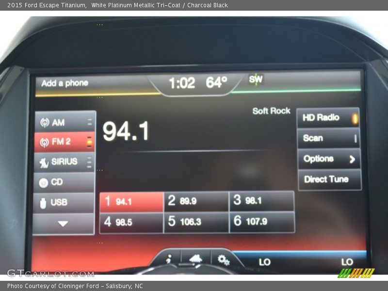 White Platinum Metallic Tri-Coat / Charcoal Black 2015 Ford Escape Titanium