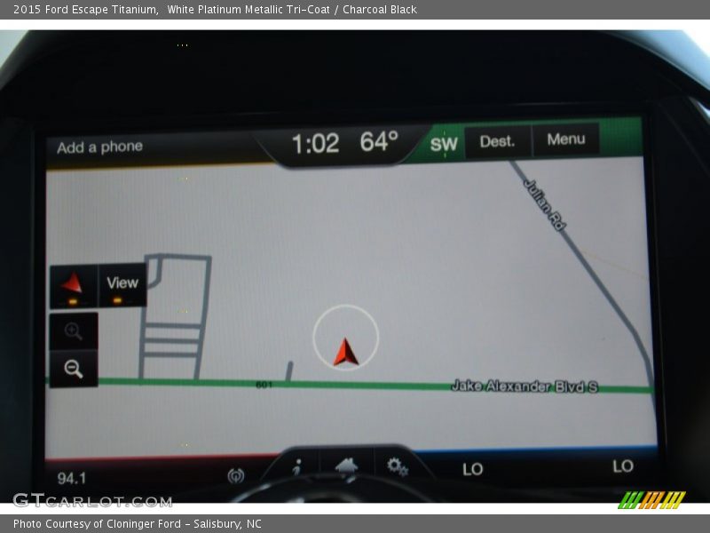 White Platinum Metallic Tri-Coat / Charcoal Black 2015 Ford Escape Titanium