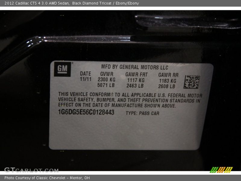 Black Diamond Tricoat / Ebony/Ebony 2012 Cadillac CTS 4 3.0 AWD Sedan