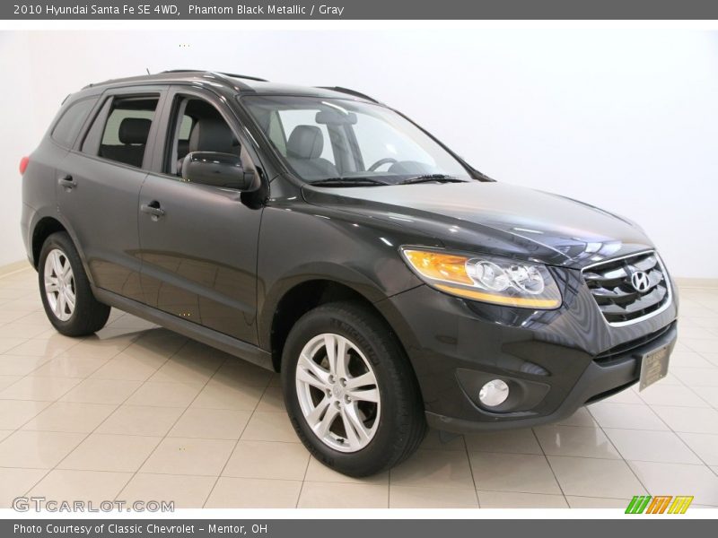 Phantom Black Metallic / Gray 2010 Hyundai Santa Fe SE 4WD