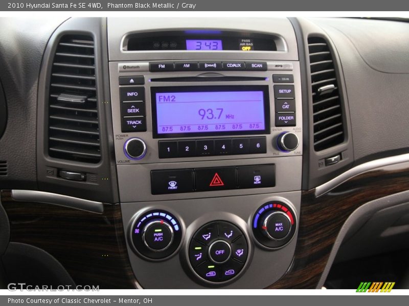 Phantom Black Metallic / Gray 2010 Hyundai Santa Fe SE 4WD