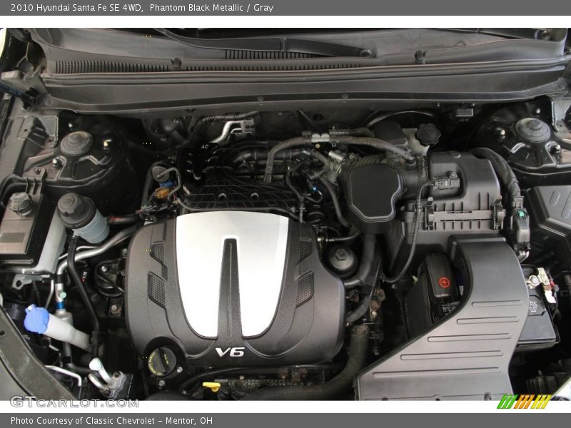 Phantom Black Metallic / Gray 2010 Hyundai Santa Fe SE 4WD