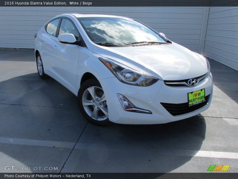 White / Beige 2016 Hyundai Elantra Value Edition