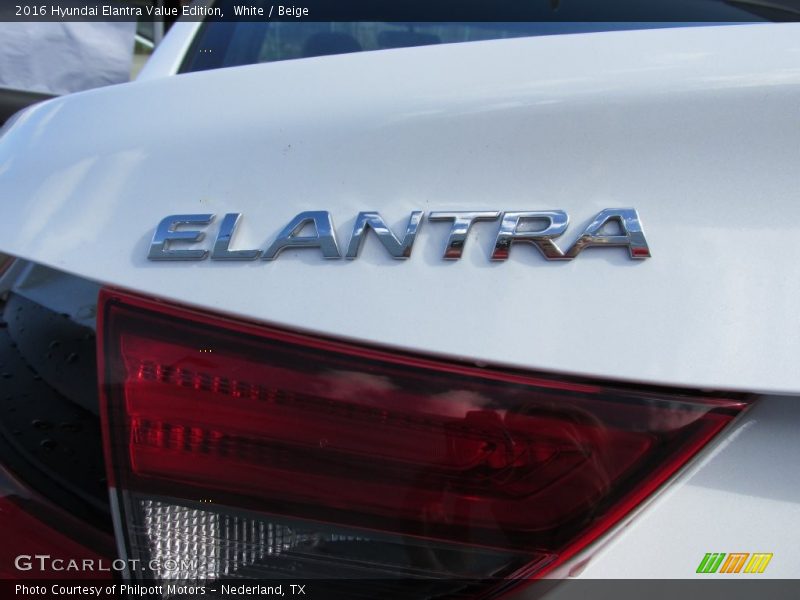 White / Beige 2016 Hyundai Elantra Value Edition