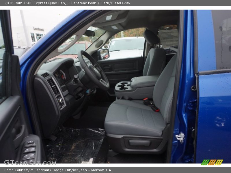 Blue Streak Pearl / Black/Diesel Gray 2016 Ram 1500 Express Quad Cab