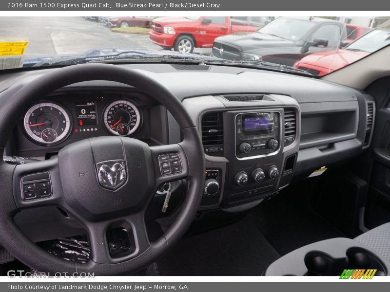 Blue Streak Pearl / Black/Diesel Gray 2016 Ram 1500 Express Quad Cab