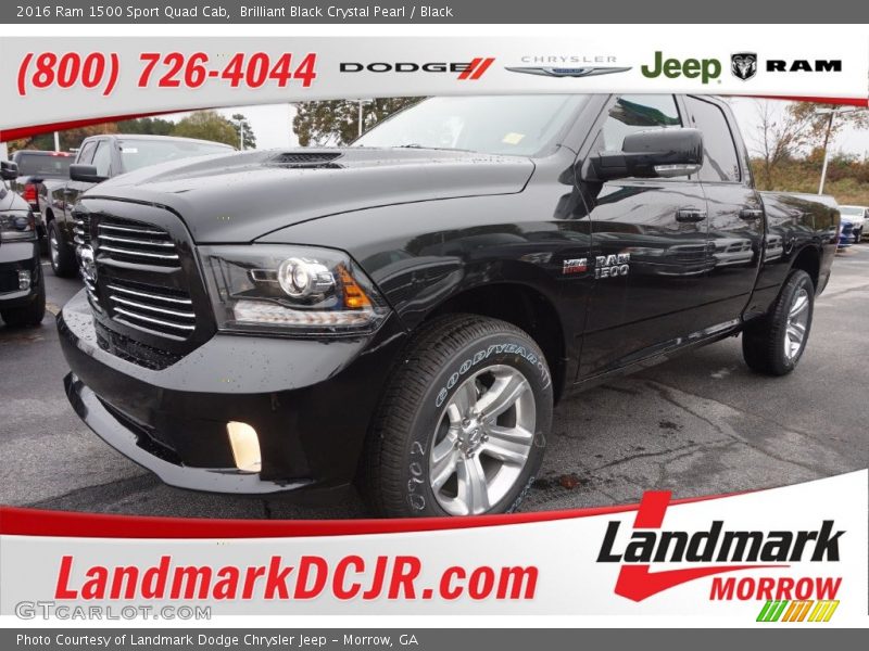 Brilliant Black Crystal Pearl / Black 2016 Ram 1500 Sport Quad Cab