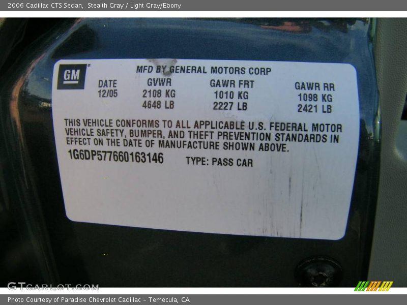 Stealth Gray / Light Gray/Ebony 2006 Cadillac CTS Sedan