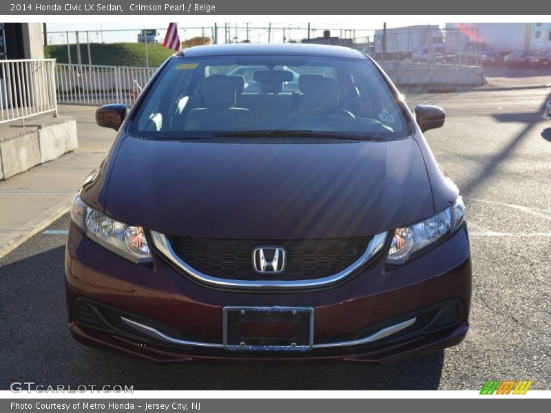 Crimson Pearl / Beige 2014 Honda Civic LX Sedan