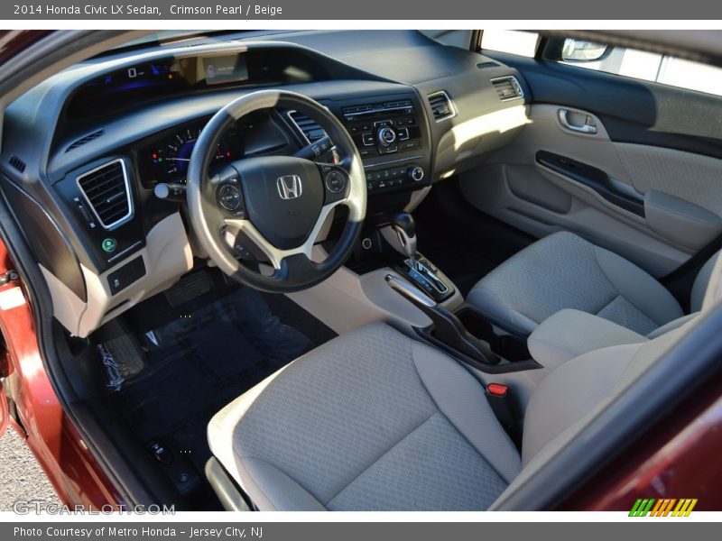 Crimson Pearl / Beige 2014 Honda Civic LX Sedan