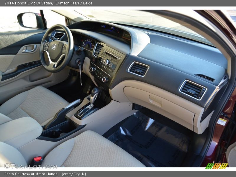Crimson Pearl / Beige 2014 Honda Civic LX Sedan