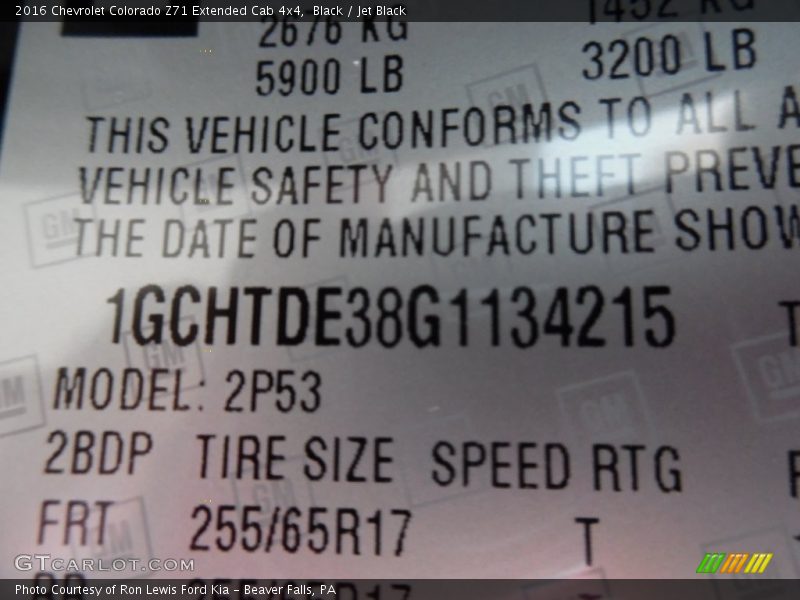 Black / Jet Black 2016 Chevrolet Colorado Z71 Extended Cab 4x4