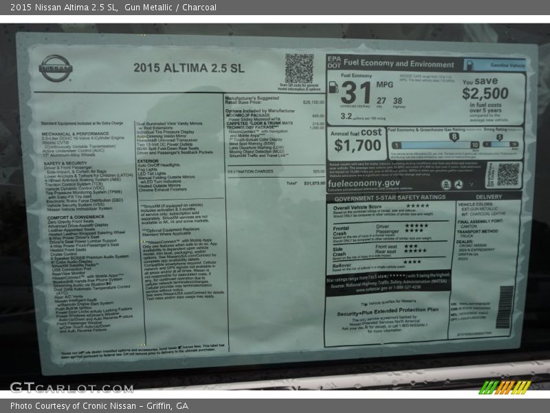 Gun Metallic / Charcoal 2015 Nissan Altima 2.5 SL