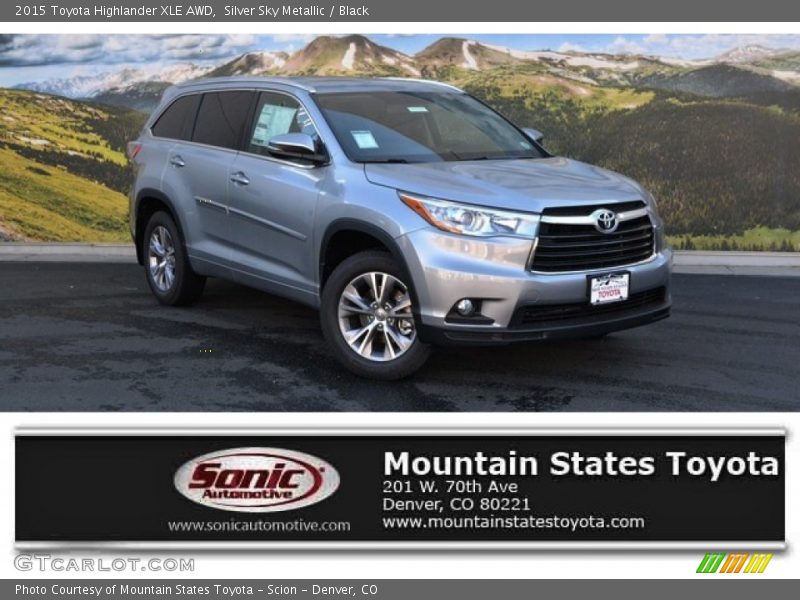 Silver Sky Metallic / Black 2015 Toyota Highlander XLE AWD