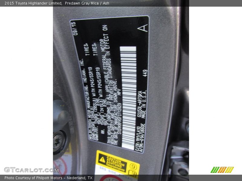 Predawn Gray Mica / Ash 2015 Toyota Highlander Limited