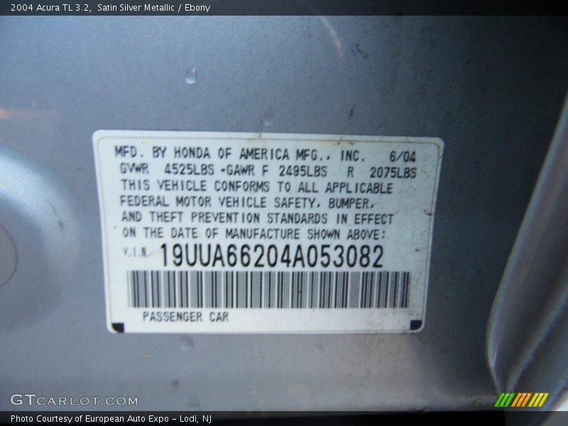 Satin Silver Metallic / Ebony 2004 Acura TL 3.2
