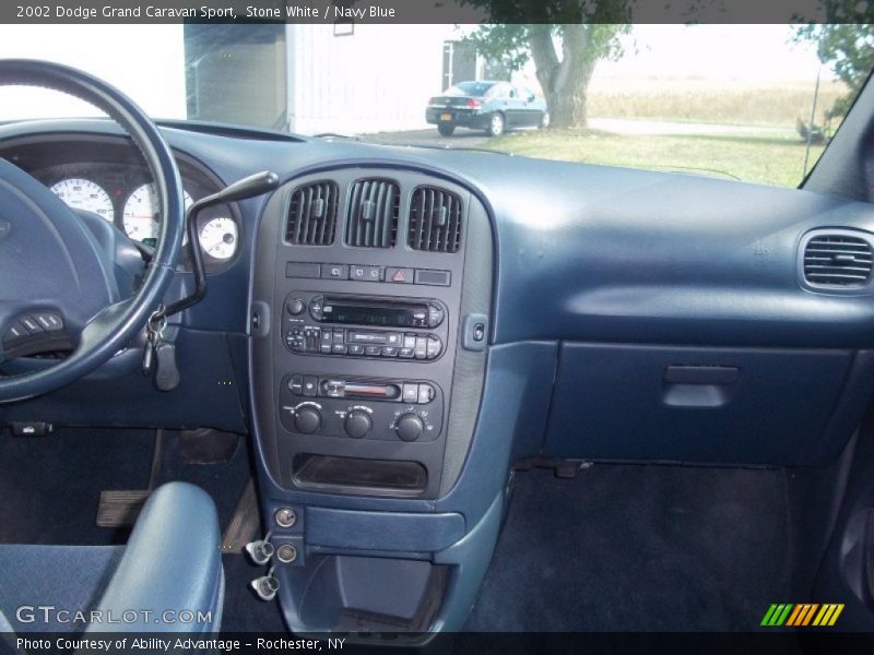 Stone White / Navy Blue 2002 Dodge Grand Caravan Sport