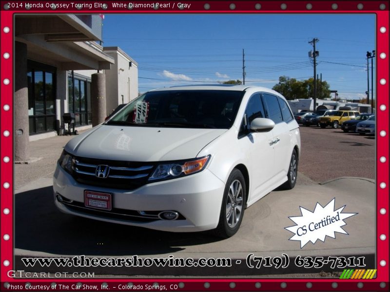 White Diamond Pearl / Gray 2014 Honda Odyssey Touring Elite