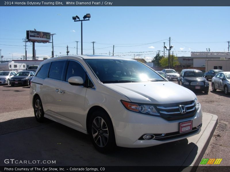 White Diamond Pearl / Gray 2014 Honda Odyssey Touring Elite