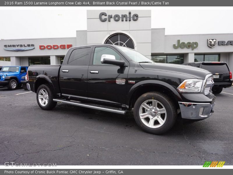 Brilliant Black Crystal Pearl / Black/Cattle Tan 2016 Ram 1500 Laramie Longhorn Crew Cab 4x4