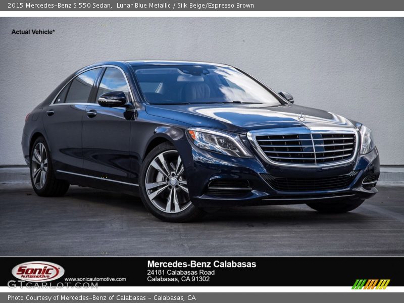 Lunar Blue Metallic / Silk Beige/Espresso Brown 2015 Mercedes-Benz S 550 Sedan