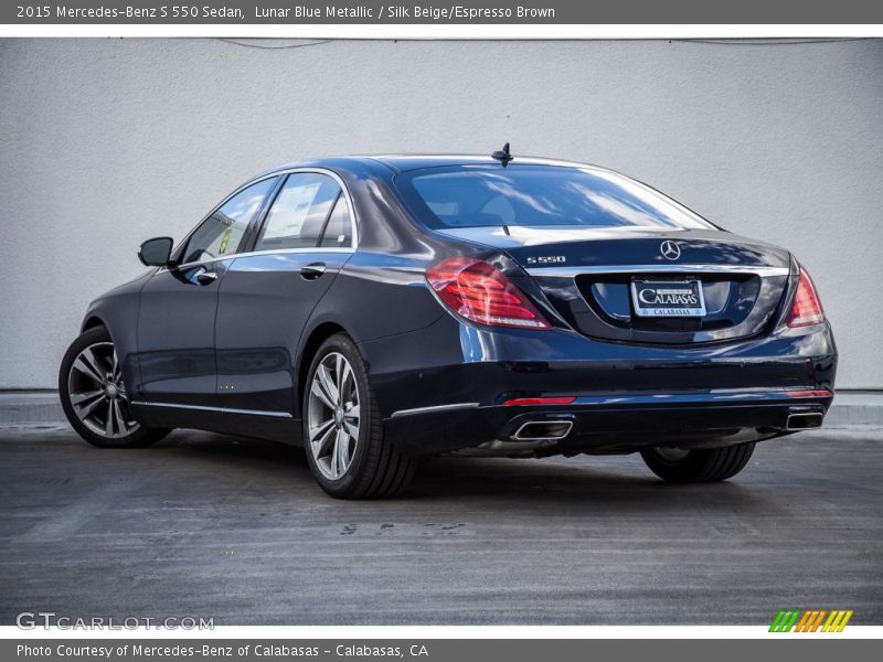 Lunar Blue Metallic / Silk Beige/Espresso Brown 2015 Mercedes-Benz S 550 Sedan