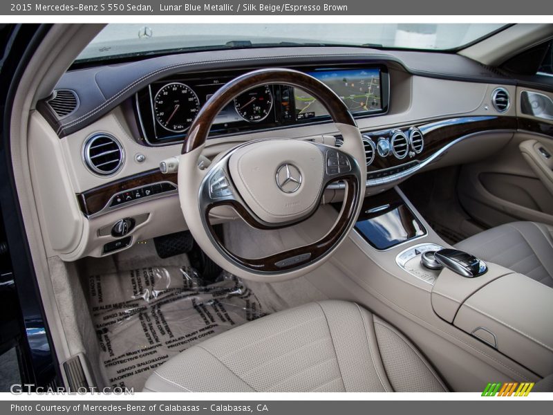 Lunar Blue Metallic / Silk Beige/Espresso Brown 2015 Mercedes-Benz S 550 Sedan