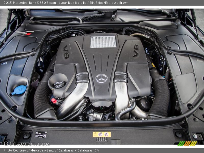 Lunar Blue Metallic / Silk Beige/Espresso Brown 2015 Mercedes-Benz S 550 Sedan
