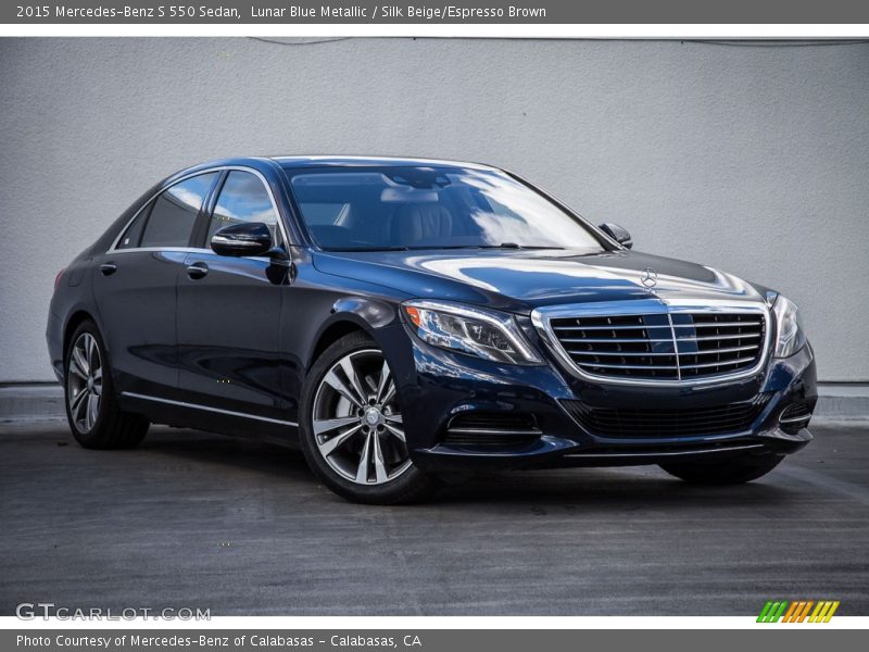 Lunar Blue Metallic / Silk Beige/Espresso Brown 2015 Mercedes-Benz S 550 Sedan