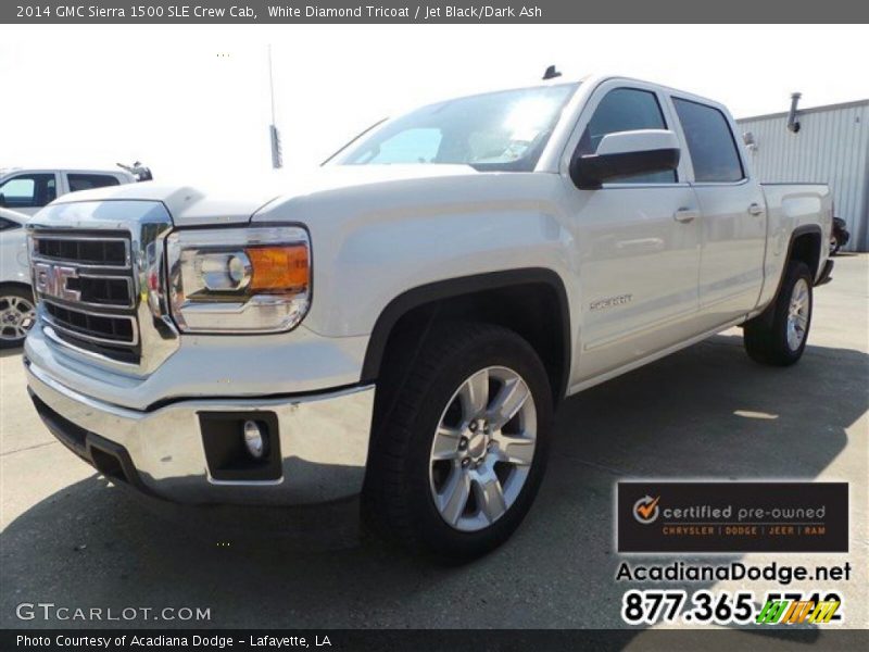 White Diamond Tricoat / Jet Black/Dark Ash 2014 GMC Sierra 1500 SLE Crew Cab